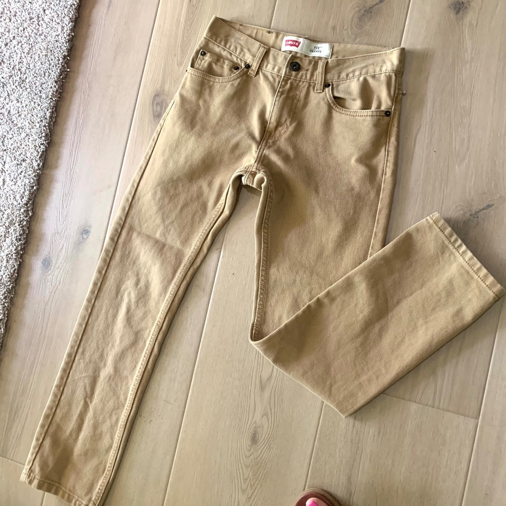 Boys Levi's 511 Slim Tan Corduroy Pants Size 14 NWOT